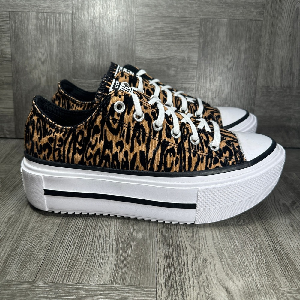 Converse Platform Sneaker Leopard Print Women 10 Brown All Star Move NEW A16405C